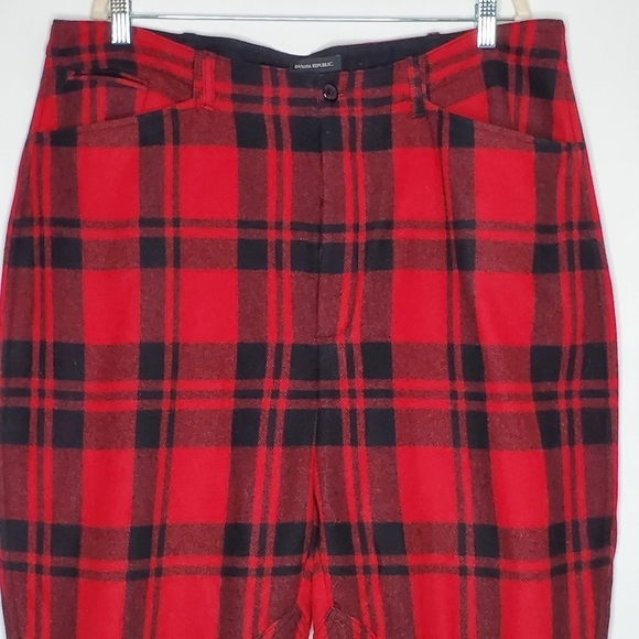 Banana Republic Plaid Riding Pants Size 18 Wool Blend Button Fly Ankle Ties - Picture 2 of 16